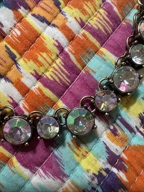 Rhinestone necklace abs and bronze tone 18”